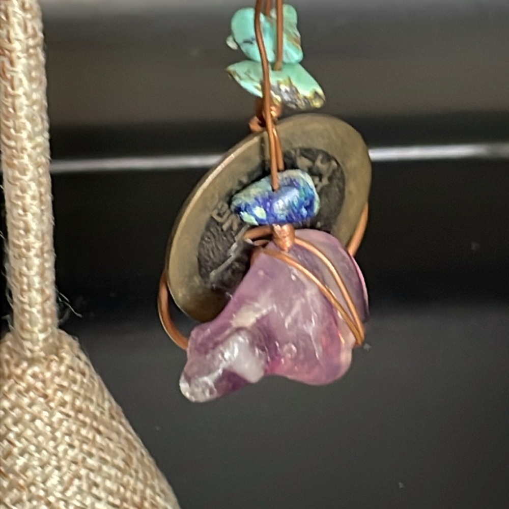 Handmade totem earrings, wired, 3” drop - Picture 3 of 8